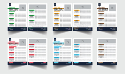 Data Sheet Business Event Schedule layout template. Product Catalogue & modern a4 product catalog design template, Minimalist product brochure template design, flyer, corporate flyer