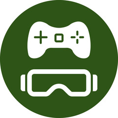 Vr Gaming Glyph Green Circle Icon