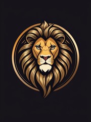 Obraz premium Luxury Lion Head With Shild Logo Design Template. Gold Lion Icon Symbol Template