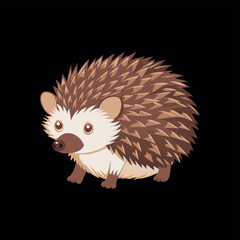 Cute hedgehog Vector illustration Butterfly Interaction animal cartoon character on a black background
