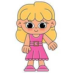 Happy girl cartoon kawaii Vector illustration