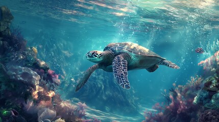 Fototapeta premium underwater realm was a hidden paradise, teeming with life and color