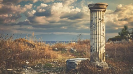 Time-Worn Pillar from a Lost Greek Temple: A Nod to Ancient Thinkers