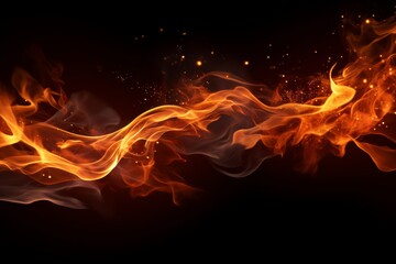 Swirling fire flames with bright sparks