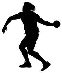 Detailed Sport Silhouette - Men Discus Thrower Spinning to Throw PNG