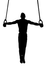 Obraz premium Detailed Sport Silhouette - Male Gymnast Performing a Maltese Cross on Rings v2 Refined PNG