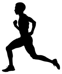 Detailed Sport Silhouette –Male Track or Long-Distance Marathon Runner PNG