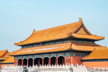 Naklejka premium The Taihe Gate in the Forbidden City, China's imperial palace during the Ming and Qing dynasties.