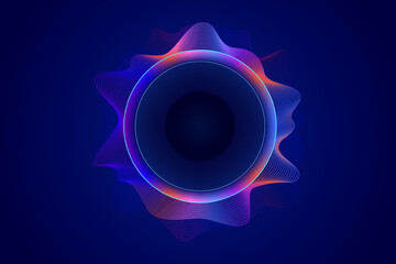 Neon circle soundwave, audio speaker equalizer. glowing colors sound frequency illustration