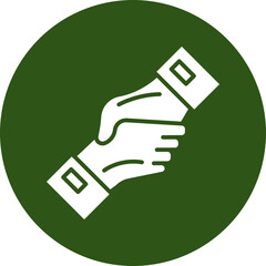 Shake Hand Glyph Green Circle Icon