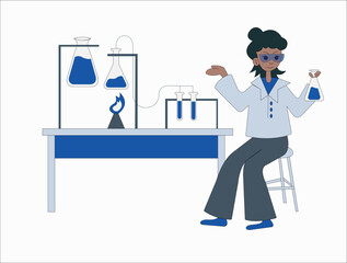 A scientist conducts experiments in a laboratory. Laboratory analysis.