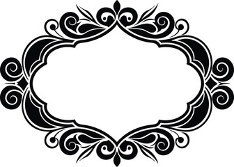 Calligraphic ornament blank frame illustration black and white