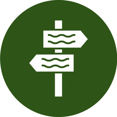 Signpost Glyph Green Circle Icon
