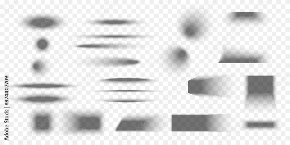 Fototapete set of packing box shadow effects. different realistic soft grey shapes. square and rectangle, round
