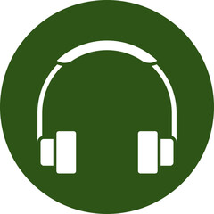 Headphone Glyph Green Circle Icon