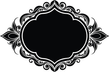 Calligraphic ornament blank frame illustration black and white