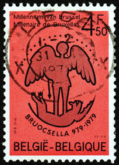 Postage stamp Belgium 1979 St. Michael Banishing Lucifer, millenium of Brussels