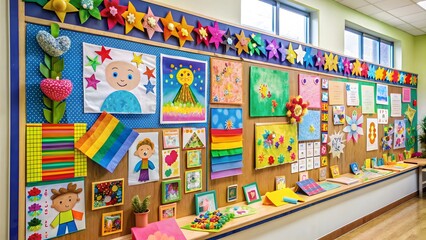back to school . A bulletin board in a classroom decorated