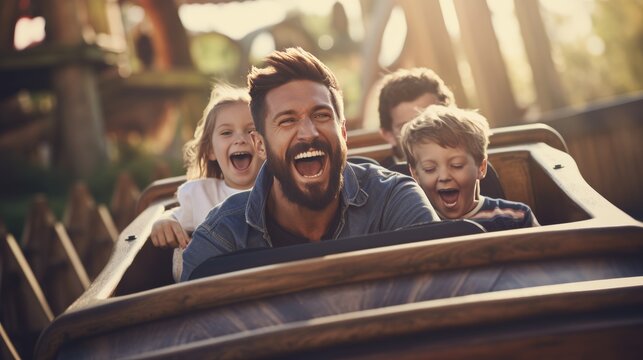 Family enjoying holiday park attractions