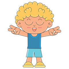 Obraz premium Happy boy cartoon kawaii Vector illustration