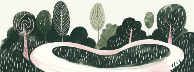 Guided Imagery with Tranquil Forest Path - Relaxation, Meditation, and Serene Illustration