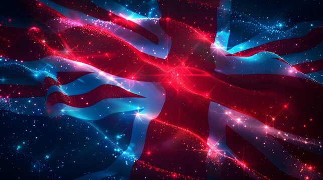 Patriotic Flag, A flag representing patriotism, glowing with magical light. Describe the flag and its significance. Vector illustrate, high detailed