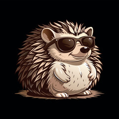 
Cute hedgehog Vector illustration Butterfly Interaction animal cartoon character on a black background