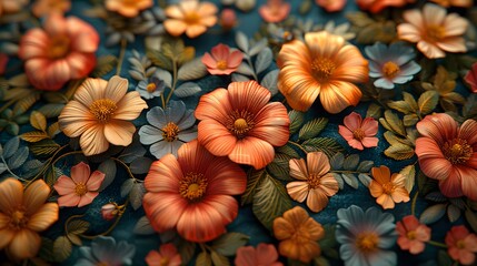 Fototapeta premium Floral Carpet of Hope, A floral carpet glows with hope, symbolizing the life-saving potential of organ donation in a distant world. Art Nouveau, 4K, tv show quality