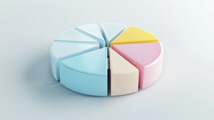 Obraz premium A colorful pie chart is divided into six slices, with one slice being yellow