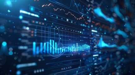 Obraz premium Trade analytics concept, featuring graphs and charts analyzing global market trends.