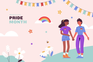 Flat background for pride month celebration