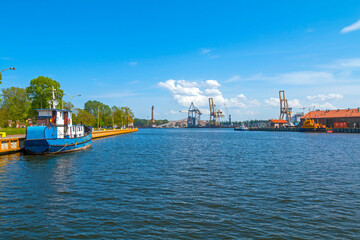 Świnoujście is a coastal town and port located in the northwest of Poland, on the island of Usedom and the island of Wolin. View of the harbor