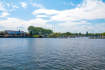 Obraz premium Świnoujście is a coastal town and port located in the northwest of Poland, on the island of Usedom and the island of Wolin. View of the harbor