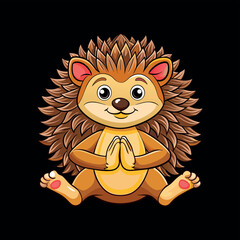 Hedgehog and Butterfly Interaction animal cartoon character face vector Illustration on a white background
