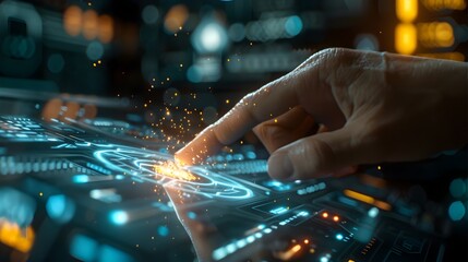 Futuristic Digital Technology Abstract Sparks Glitch Motion Neon Interface