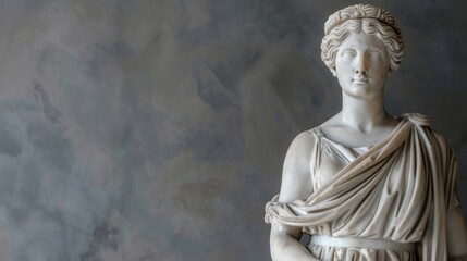 Naklejka premium Marble statue of an ancient beauty, Roman Empireinspired statue, Greek architecture.