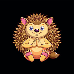 Cute hedgehog prickly animal cartoon character with funny face vector Illustration 