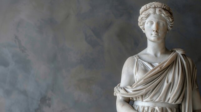 Marble statue of an ancient beauty, Roman Empireinspired statue, Greek architecture.