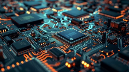 Obraz premium Exploring the Miniaturized World of Electronic Components on a Circuit Board