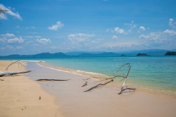 Sand and sea on a clear day in summer island in Thailand.