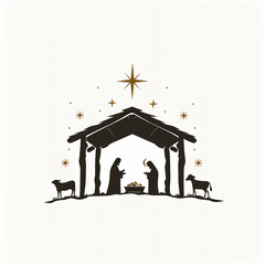 Minimalist Manger Silhouette - Embrace the Beauty of Christmas