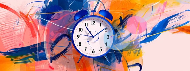 Stylized Clock with Abstract Shapes - Time Management, Deadlines, and Efficient Scheduling