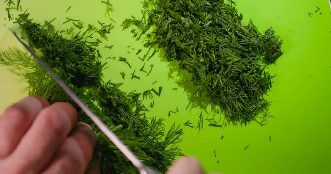 Chopping dill from the chef.