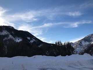 snow covered mountains
