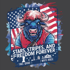 Obraz premium T-shirt design for the Independence celebration of USA