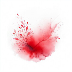 Single Soft Red Watercolor Splash on White Background