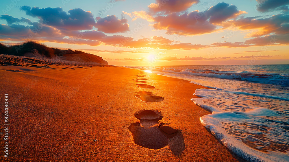 Sticker Closeness to nature: footprints in the sand