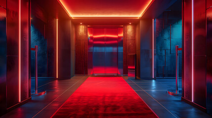 VIP luxury entrance with red carpet. Post produced design 