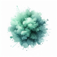 Single Soft Green Watercolor Splash on White Background