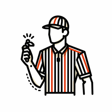recommend clip art: line art football referee holding whistle referee uniform black red yellow
